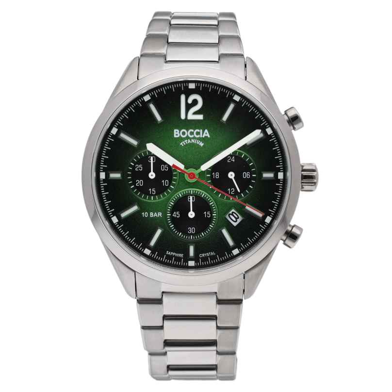 Boccia 3732-02 Herrenuhr Chronograph Titan Grün 4040066294797