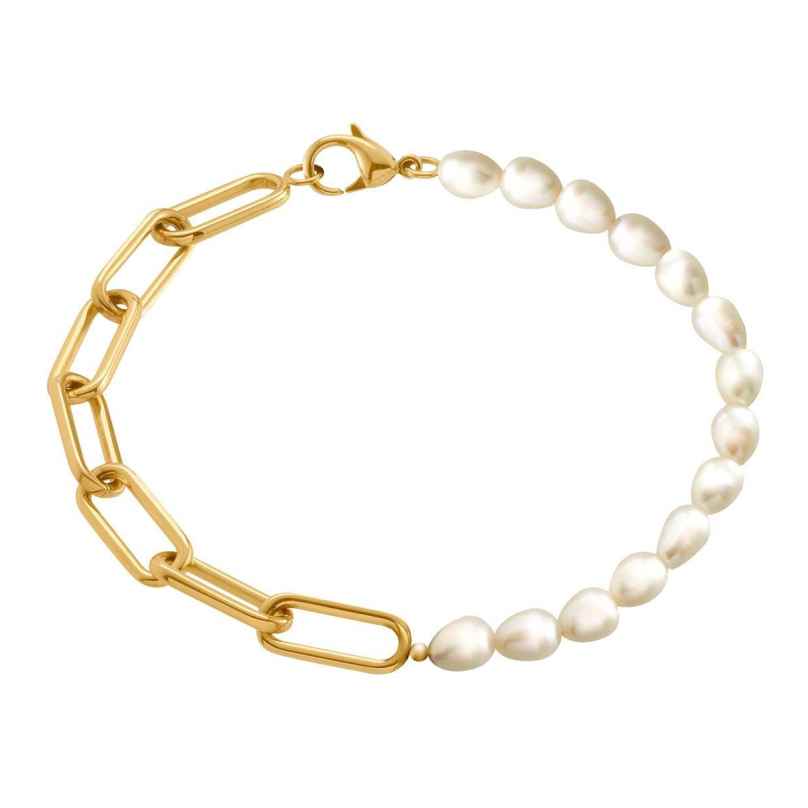 Boccia 03048-02 Damen-Armband Titan Goldfarben mit Perlen 4040066273709