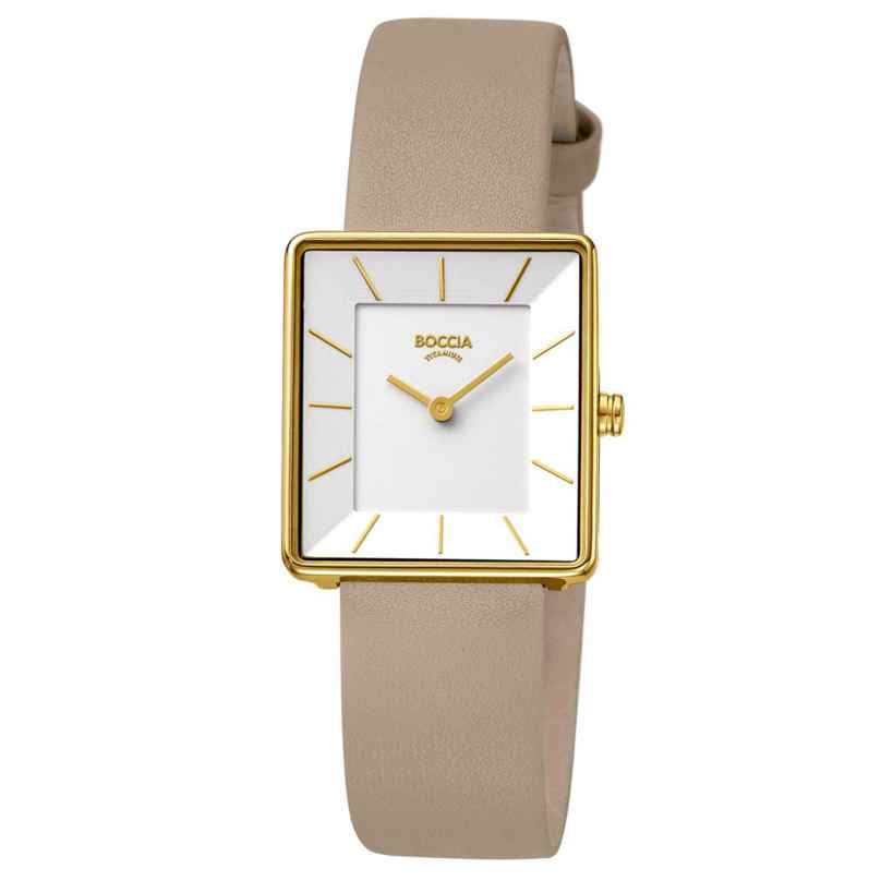 Boccia 3351-04 Women's Titanium Watch Beige/Gold Tone 4040066277349