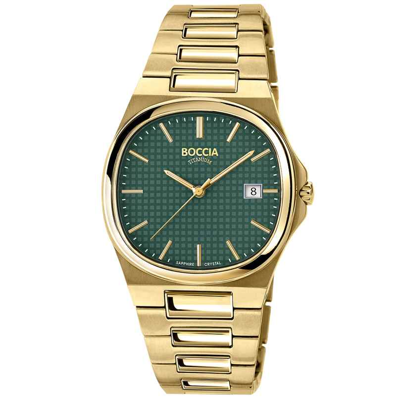 Boccia 3657-05 Men´s Watch Titanium Gold-Tone/Green 4040066278124