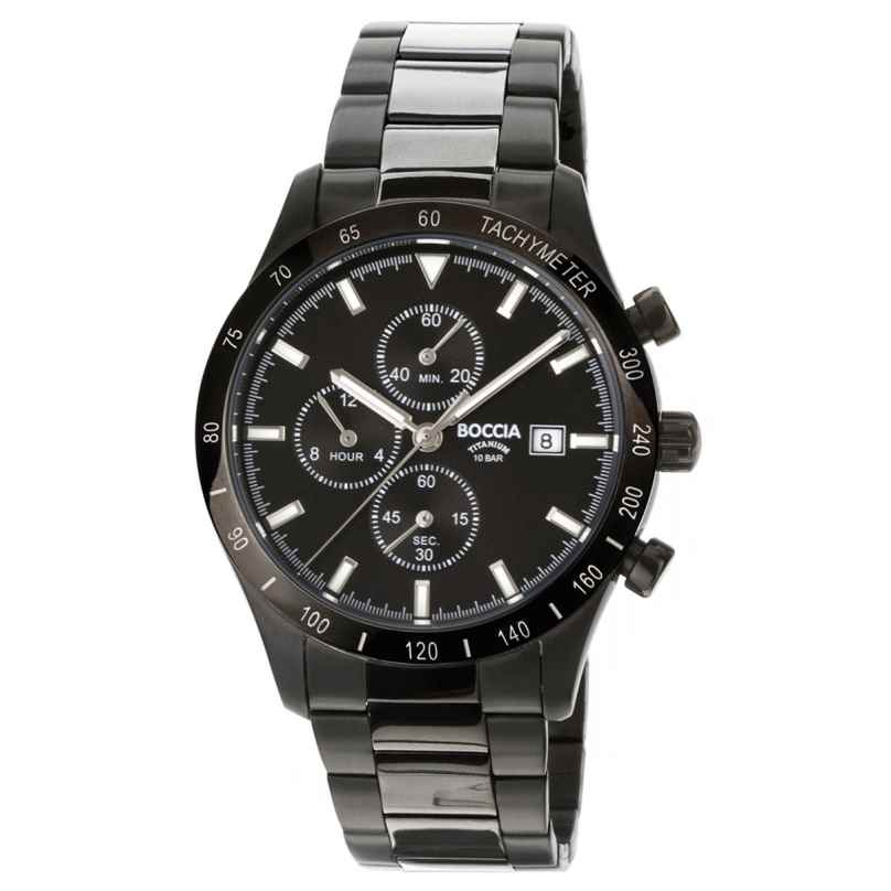 Boccia 3739-02 Men's Watch Chronograph Titanium Black 4040066280288