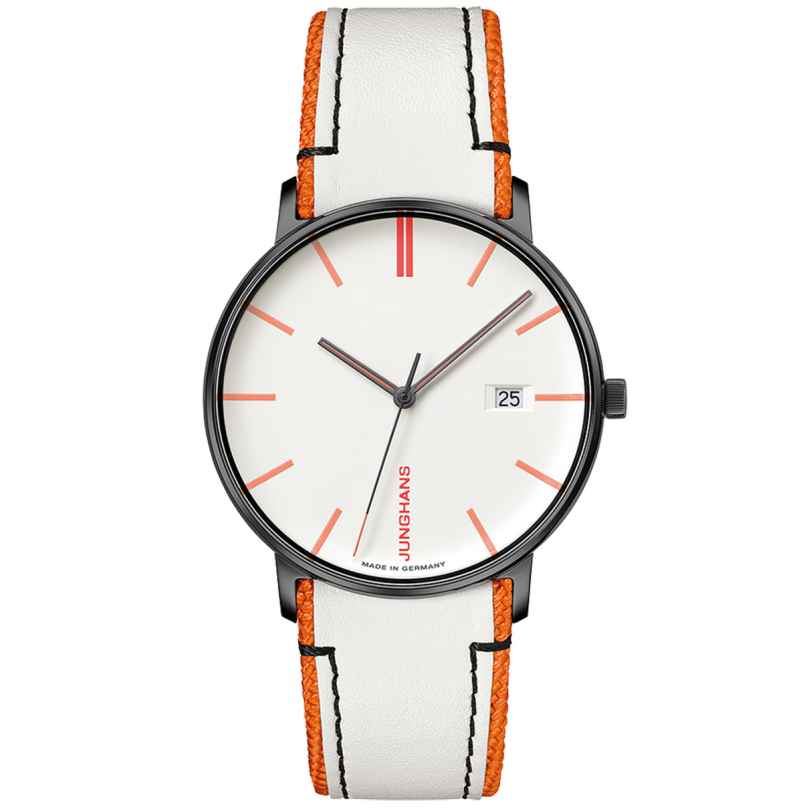 Junghans 41/4480.00 Unisex-Armbanduhr Form Quarz Weiß/Orange 4000897396039