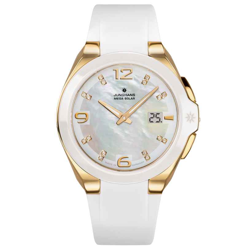 Junghans 15/1506.00 Damenuhr Funk Solar Spektrum Weiß/Goldfarben 4000897390570