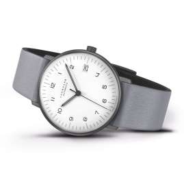 Junghans 027/4006.04 max bill Armbanduhr Kleine Automatik Lederband grau
