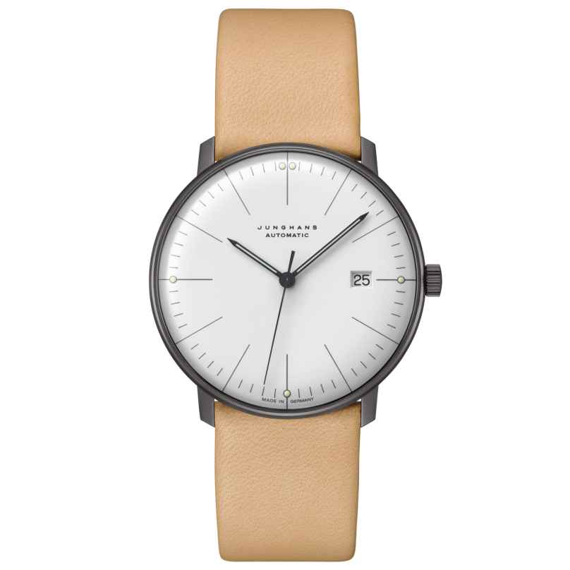 Junghans 027/4000.04 max bill Automatic Watch with Beige Leather Strap 4000897392796