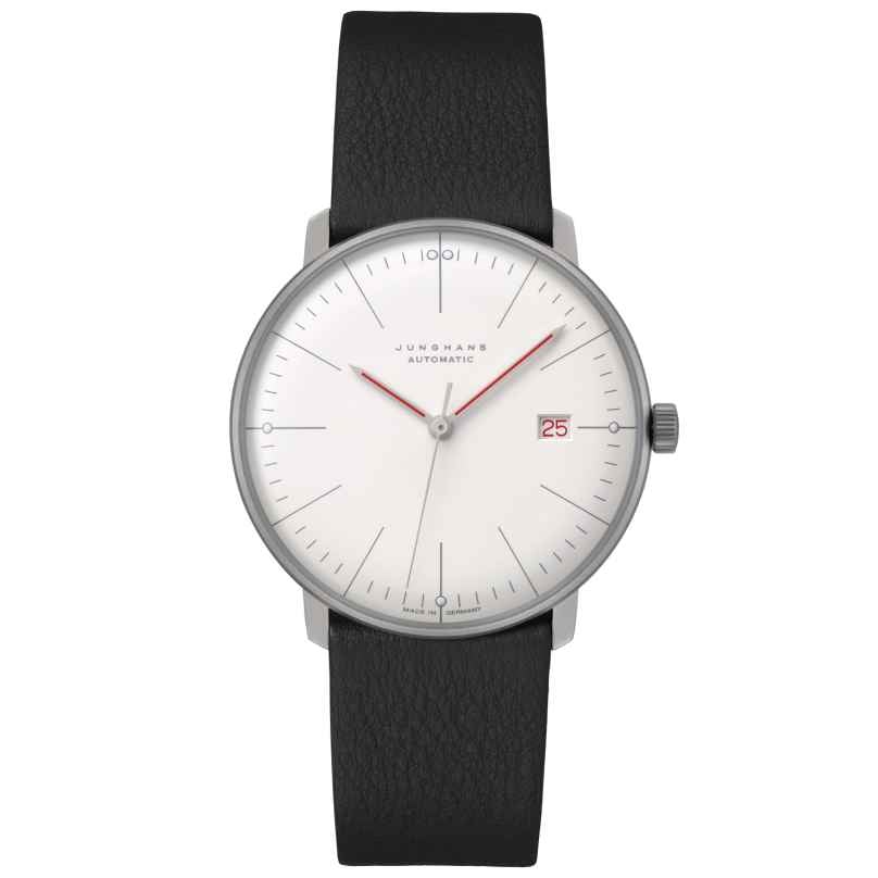 Junghans 027/4009.02 max bill Automatic Watch Bauhaus Black Leather Strap 4000897392871