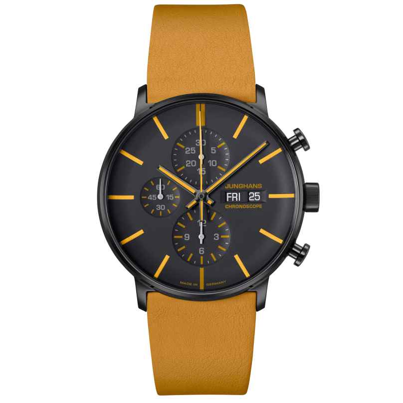 Junghans 027/4372.00 Men's Wristwatch Form A Chronoscope Yellow/Black 4000897395407