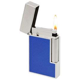S.T. Dupont C16619 Cigar Lighter Line 2 with Guilloche and Blue Lacquer