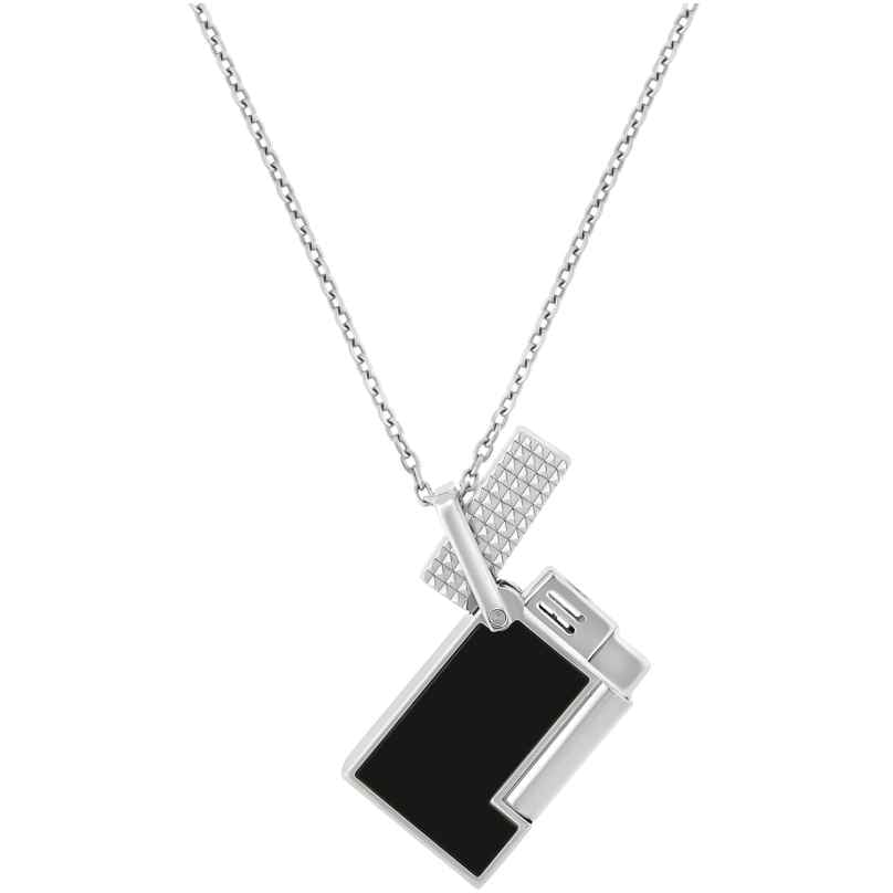 S.T. Dupont K27076CH Halskette mit Feuerzeug Silberfarben/Schwarz 3597390311993