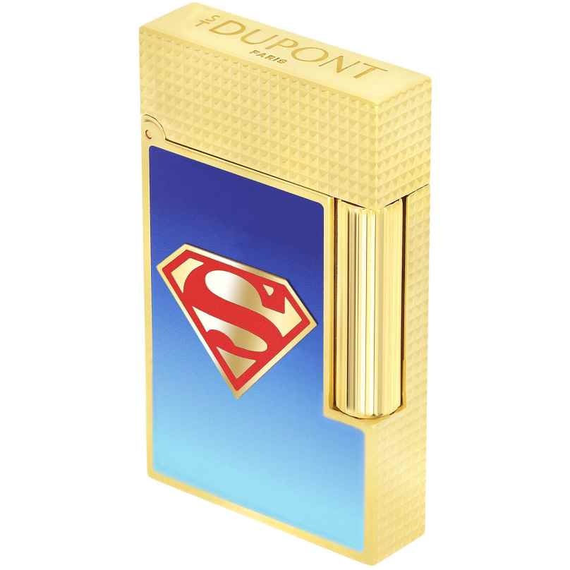 S.T. Dupont C16027CL Feuerzeug Linie 2 D.C. Comics Superman Goldfarben/Türkis LE 3597390312303