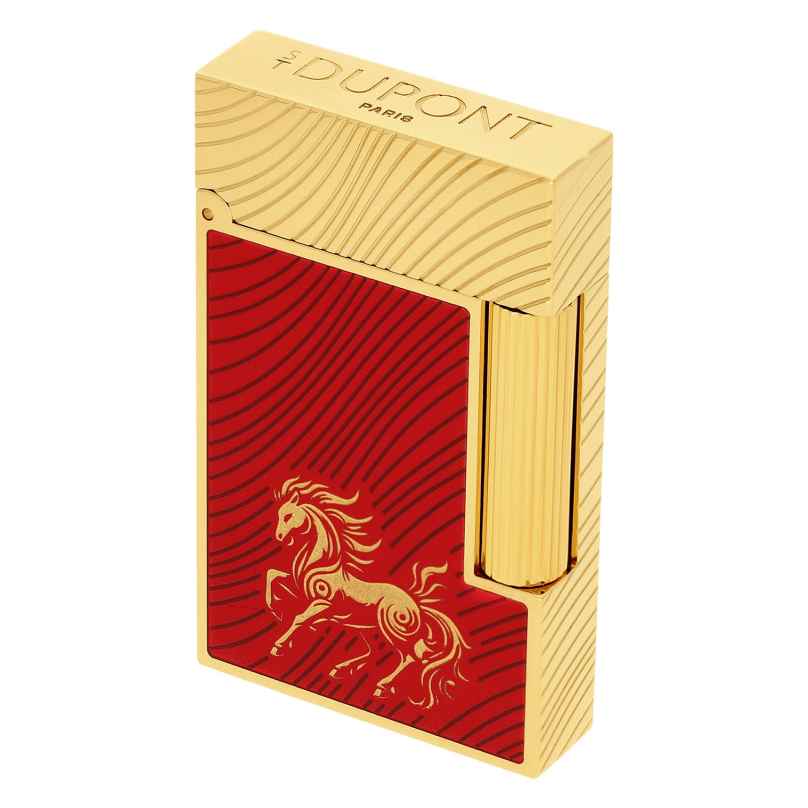 S.T. Dupont C16080CL Feuerzeug Linie 2 Chinesisches Jahr des Pferdes Rot 3597390312389