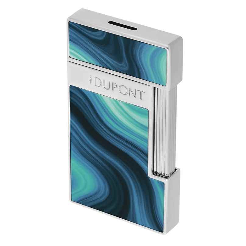 S.T. Dupont 028035 Feuerzeug Slimmy Geode Chromfarben/Blau 3597390318770