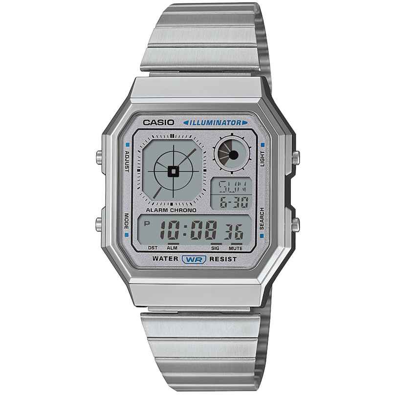 Casio A130WE-7AEF Digital Watch Edgy Collection Silver Tone 4549526395413