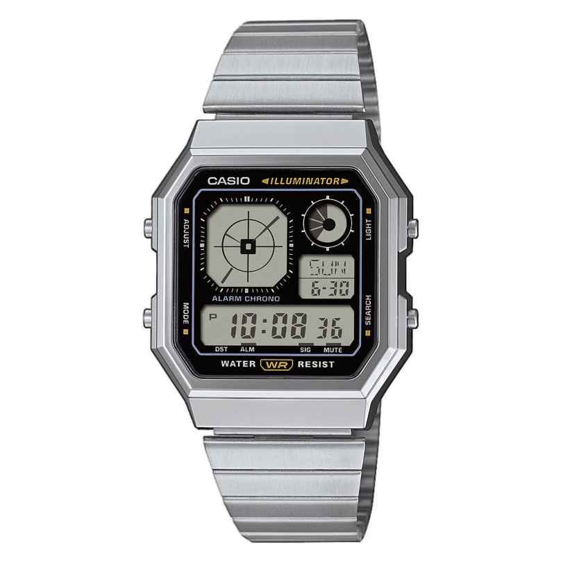 Casio A130WE-1AEF Armbanduhr Digital Edgy Collection Silberfarben 4549526395376