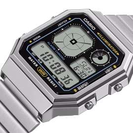 Casio A130WE-1AEF Armbanduhr Digital Edgy Collection Silberfarben