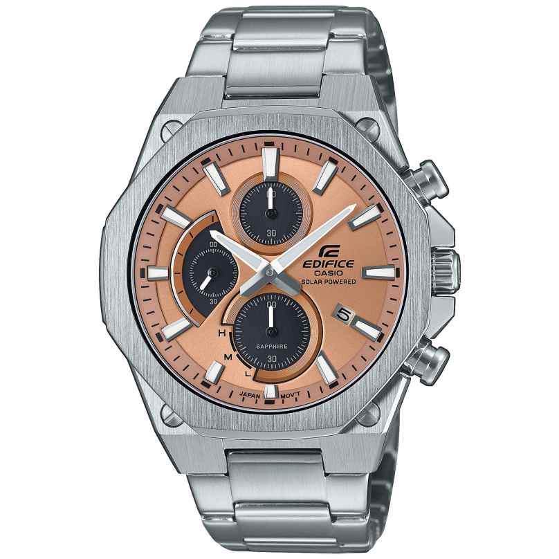 Casio EFS-S570D-5AUEF Edifice Solar Chrono Herrenuhr Stahl/Haselnussbraun 4549526392566