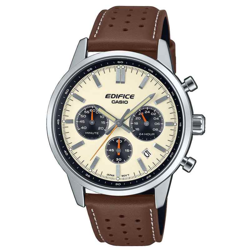 Casio EFR-575L-7AEF Edifice Chronograph Herrenuhr mit Lederband 4549526399039