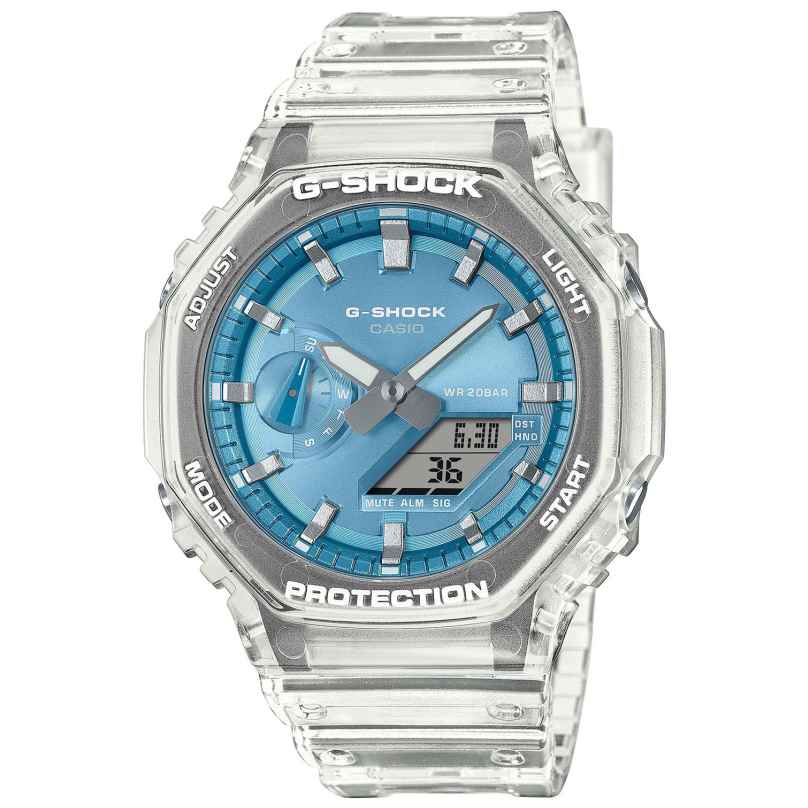 Casio GA-2100BM-7A2ER G-Shock Classic Ana-Digi Armbanduhr Transparent/Blau 4549526399701