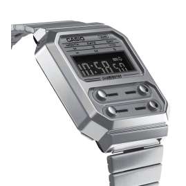 Casio A100WE-7BEF Vintage Edgy Wristwatch Silver Tone
