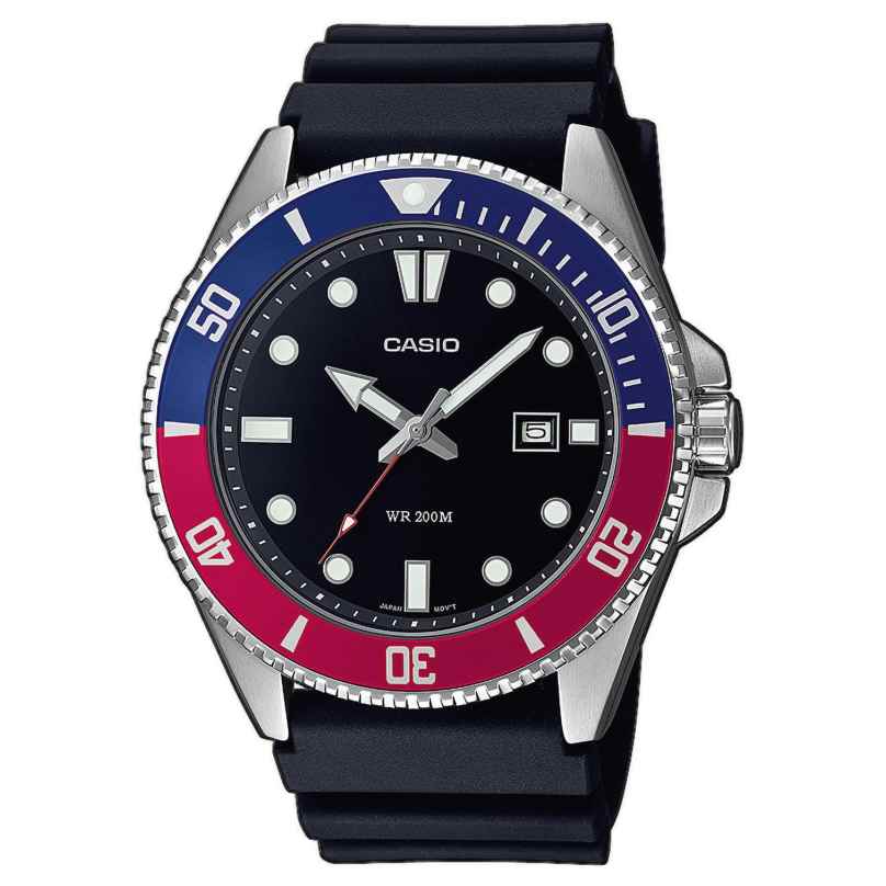 Casio MDV-107-1A3VEF Collection Men's Diving Watch for Divers Blue/Red 4549526323997