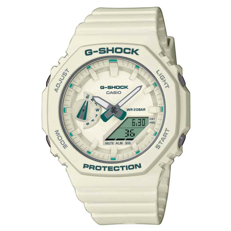 Casio GMA-S2100GA-7AER G-Shock Classic Ana-Digi Armbanduhr Crème/Grün 4549526349584