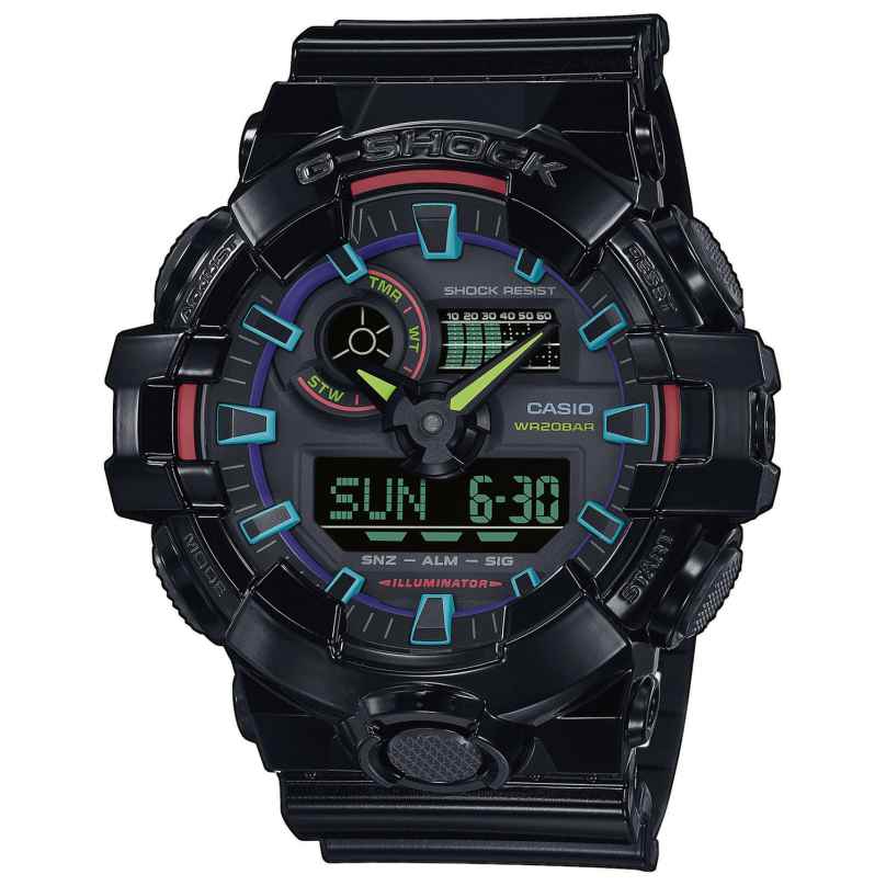 Casio GA-700RGB-1AER G-Shock Classic AnaDigi Men's Watch Black/Rainbow 4549526346323