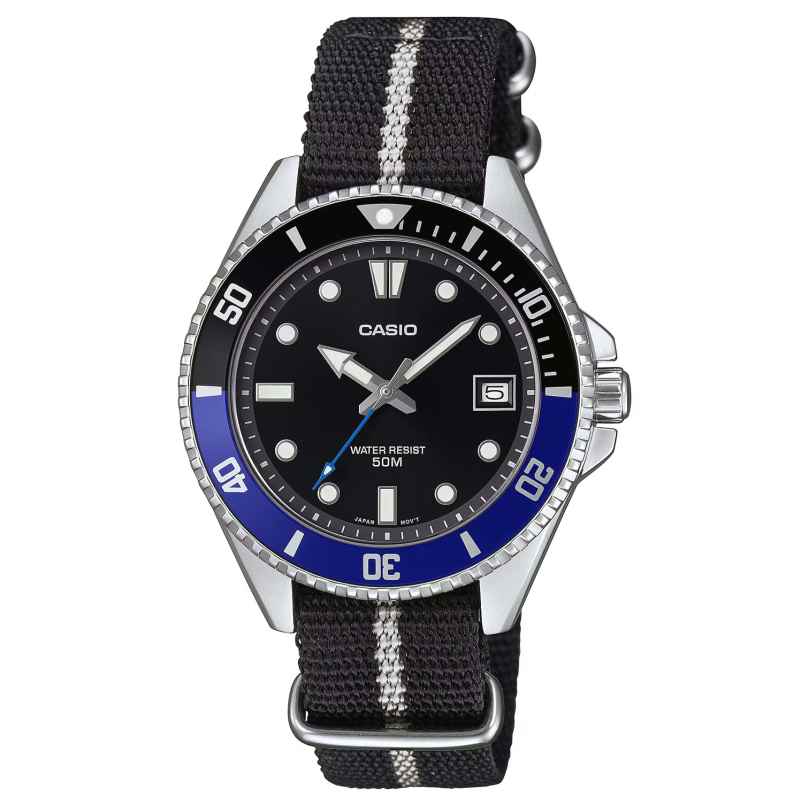 Casio MDV-10C-1A2VEF Watch with Black Textile Strap 4549526360947