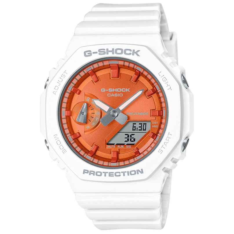 Casio GMA-S2100WS-7AER G-Shock Classic Ana-Digi Watch White/Orange 4549526363429