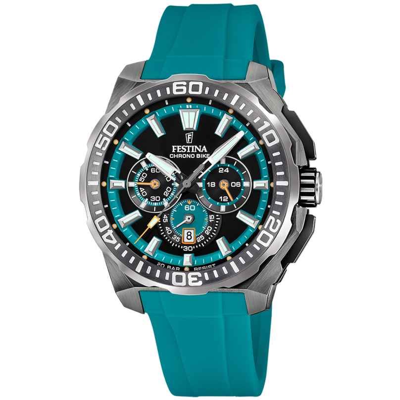 Festina F20725/6 Herrenuhr Chronograph Schwarz/Türkis 8430622845802