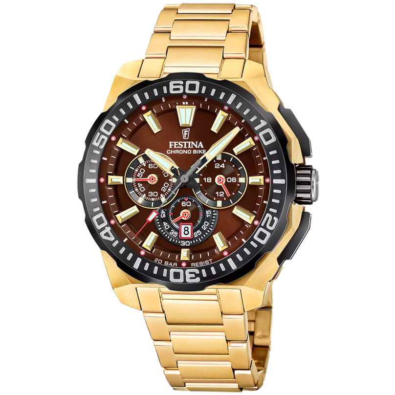 Festina F20727/3 Herren-Armbanduhr Chronograph Goldfarben/Braun 8430622845864