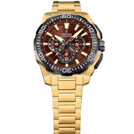 Festina F20727/3 Men's Wristwatch Chronograph Gold Tone/Brown
