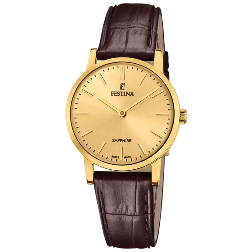 Festina Women's Watch Brown/Gold Tone with Leather Strap F20017/2