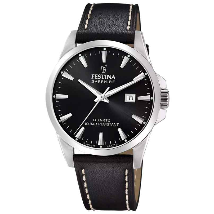 Festina F20025/4 Men's Watch with Leather Strap Black 8430622788703