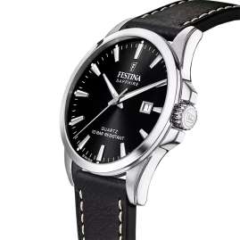 Festina F20025/4 Men's Watch with Leather Strap Black