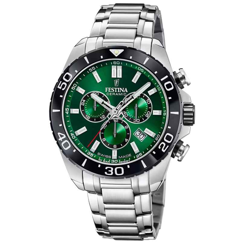 Festina F20042/3 Men's Chronograph Steel/Green with Sapphire Crystal 8430622817489