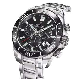 Festina F20042/4 Herrenuhr Chronograph Stahl/Schwarz mit Saphirglas