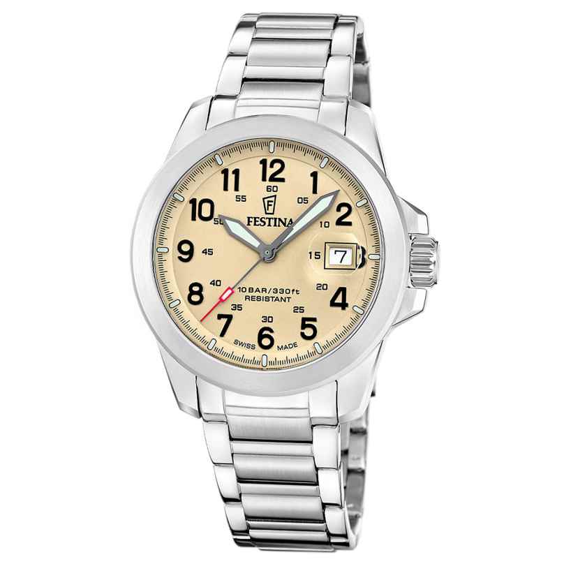 Festina F20081/1 Men's Watch Quartz Steel/Beige with 3 Straps 8430622854804