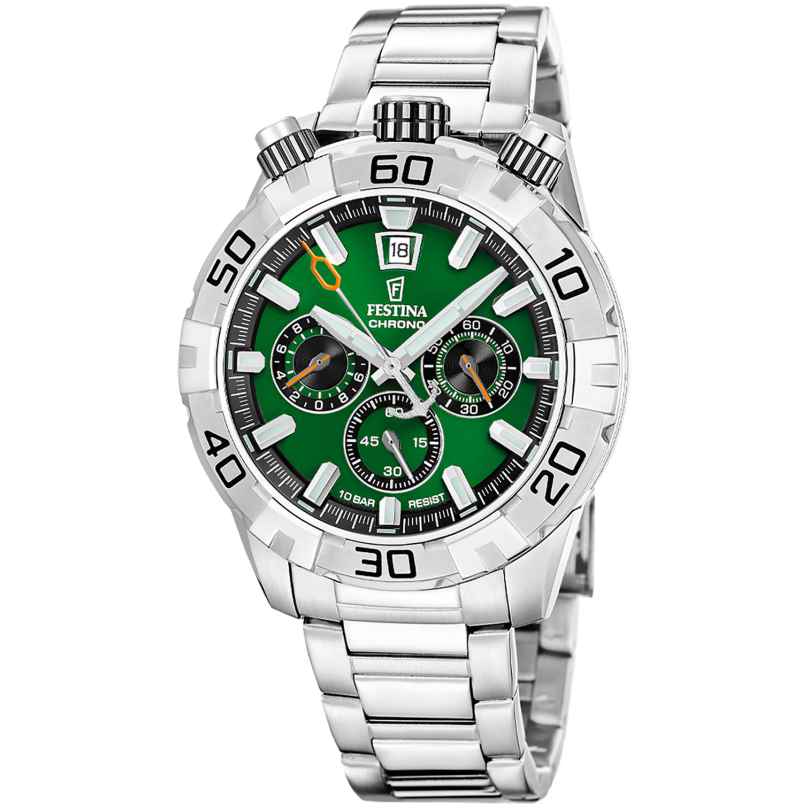 Festina F20743/2 Men's Watch Bullhead Green with Steel Bracelet 8430622856228