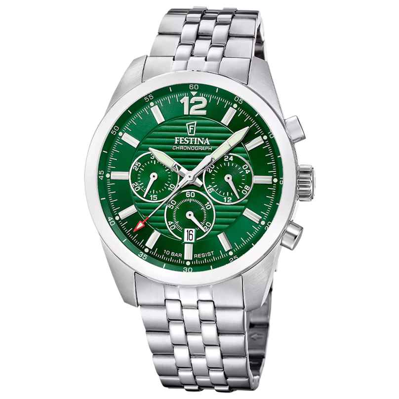 Festina F20742/2 Herrenarmbanduhr Chronograph Stahl/Grün 8430622856006