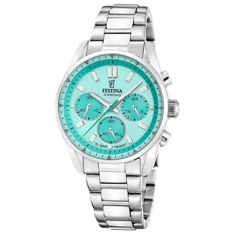 Festina F20753/3 Unisex-Uhr Boyfriend Chronograph Stahl/Türkis 8430622859991