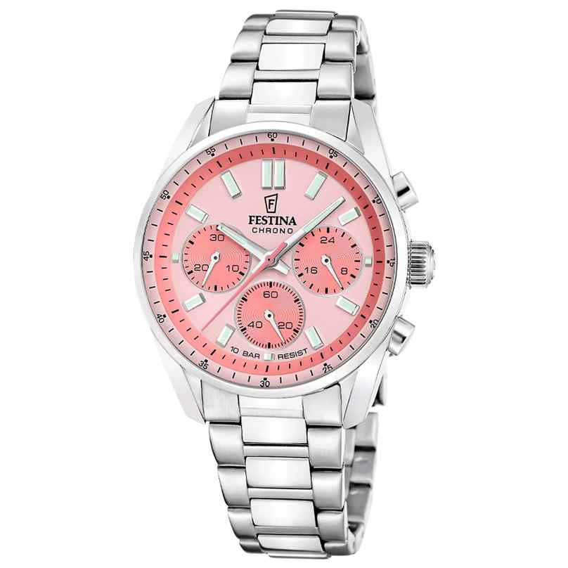Festina F20753/4 Armbanduhr Boyfriend Chronograph Stahl/Lachsfarben 8430622859793