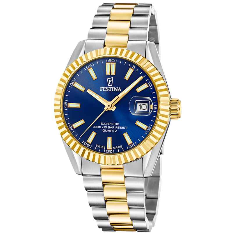Festina F20085/B Herrenuhr Quarz Bicolor/Blau mit Saphirglas 8430622879203
