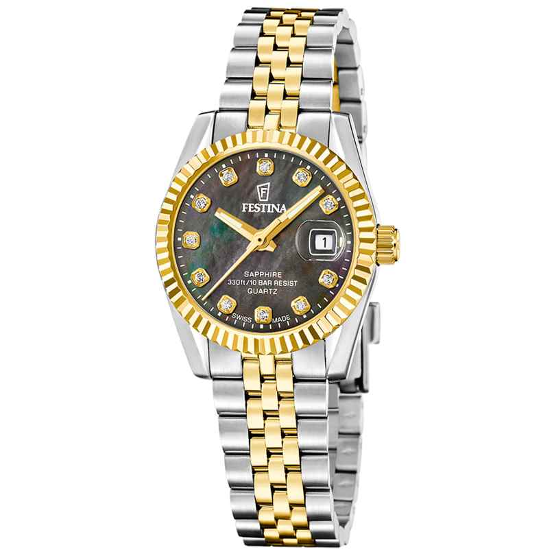 Festina F20088/5 Damenuhr Bicolor/Perlmutt Schwarz 10 bar 8430622858345