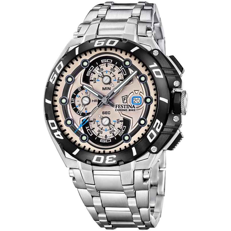 Festina F20754/2 Herrenuhr Chronograph Chrono Bike Stahl/Sandfarben 8430622877094