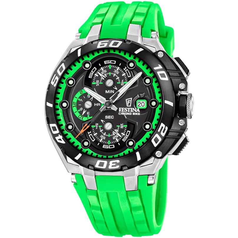 Festina F20755/6 Herrenuhr Chronograph Chrono Bike Silikon Grün 8430622877230