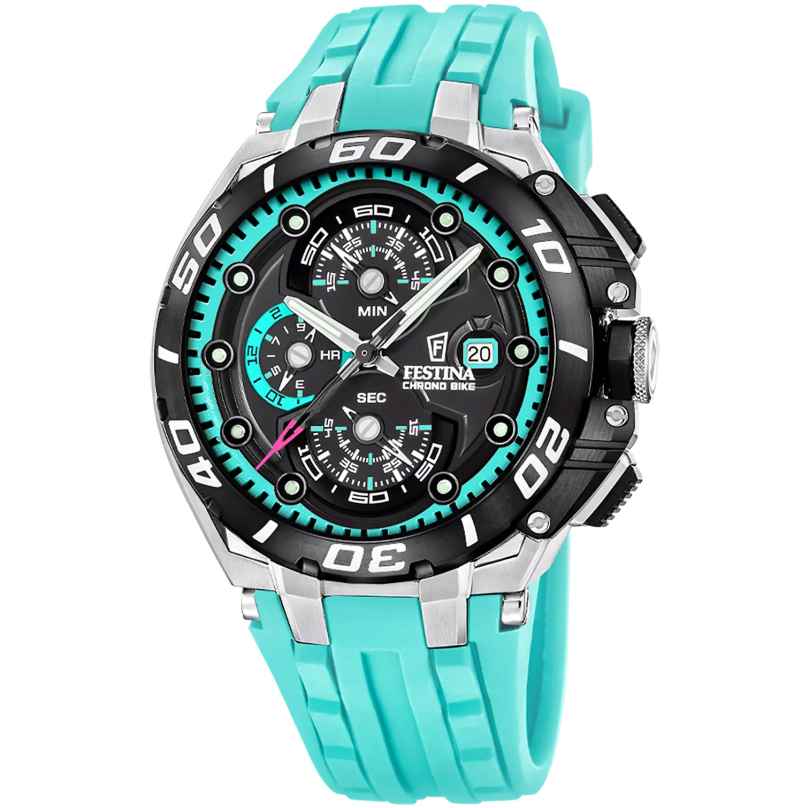 Festina F20755/7 Herrenuhr Chronograph Chrono Bike Silikon Azurblau 8430622876844