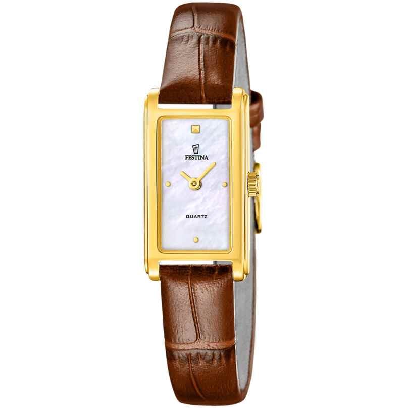Festina F20770/2 Damen-Quarzarmbanduhr Rechteckig Braun/Goldfarben 8430622877049