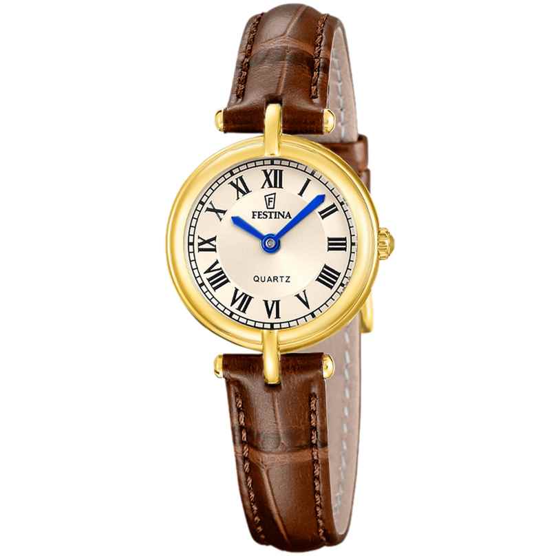 Festina F20788/2 Damen-Uhr Quarz mit Lederband Braun/Goldfarben 8430622886652