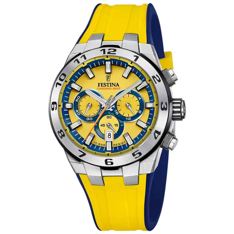 Festina F20671/4 Men's Wristwatch Chronograph Dark Blue/Yellow 8430622816178