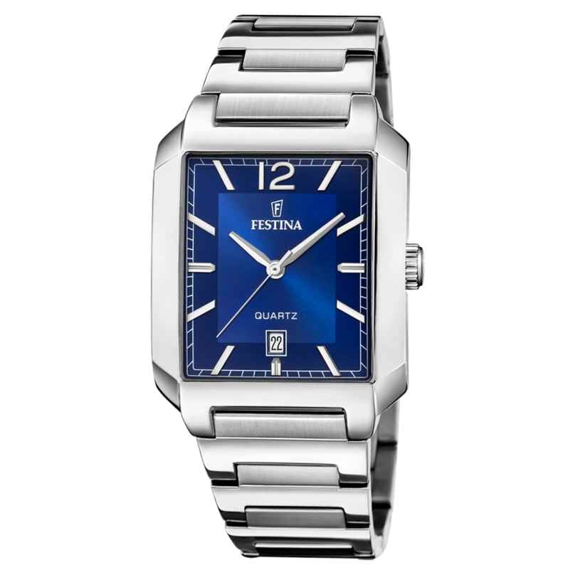 Festina F20677/3 Men's Watch Rectangular Steel/Blue 8430622818943